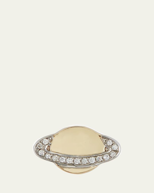 14k Small Saturn Stud Earring w/ Diamonds